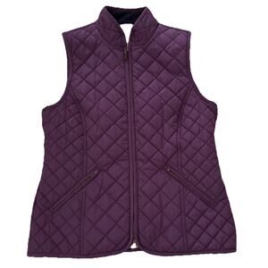 Orvis Ladies Eggplant Purple Quilted Vest Full Zip Outdoor Hiking Fall Size XS